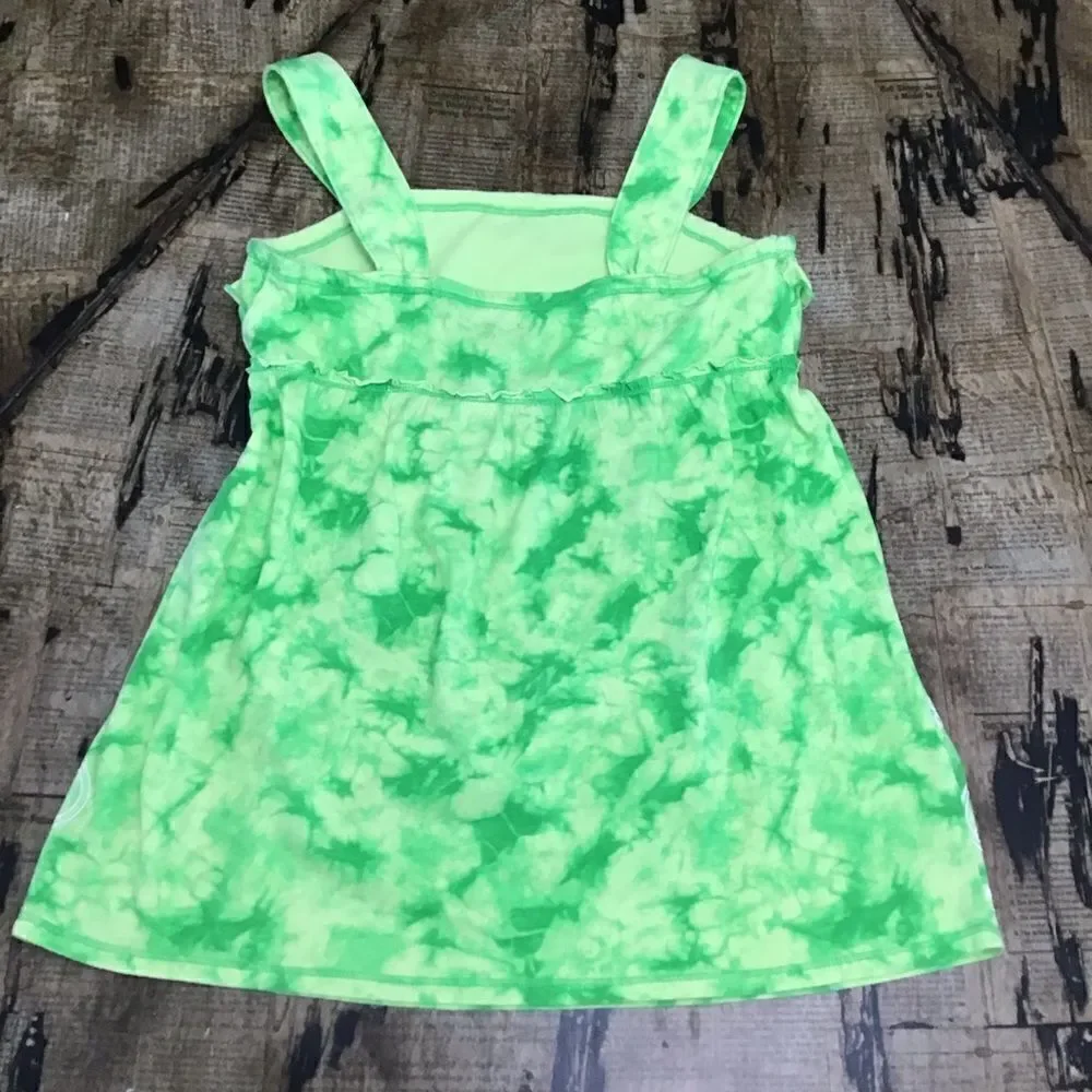 Justice Lime Green Floral Tank Top Girls Size 14 Cotton Sleeveless